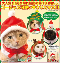 고양이 크리스마스모자 가챠 캡슐 4종세트